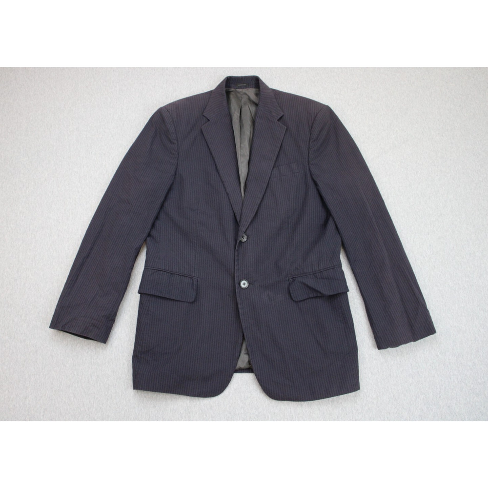 Express Blazer Mens 38S Blue Striped 100% Cotton 2 Button Notch Lapel Jacket